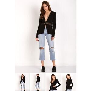 Stone‎ Cold Fox Revolve Stratus Black Deep V Cutouts Long Sleeve Blouse size 1